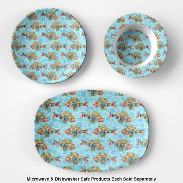 Mosaic Fish Microwave & Dishwasher Safe CP Plastic Dishware - Group