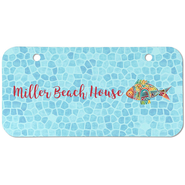 Mosaic Fish Mini Bicycle License Plate - Two Holes