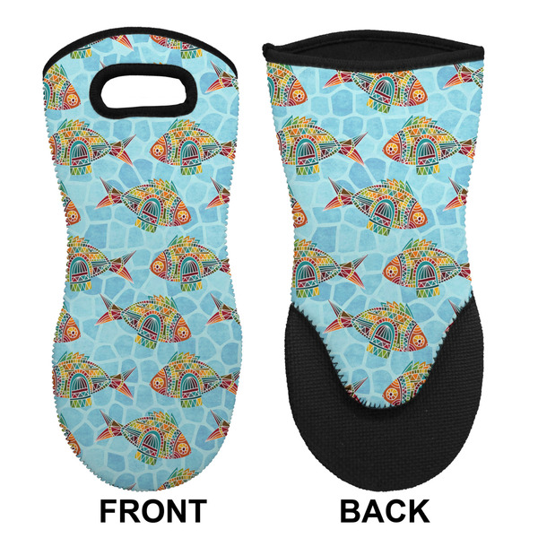 Colorful Fish Neoprene Oven Mitt (Front & Back)