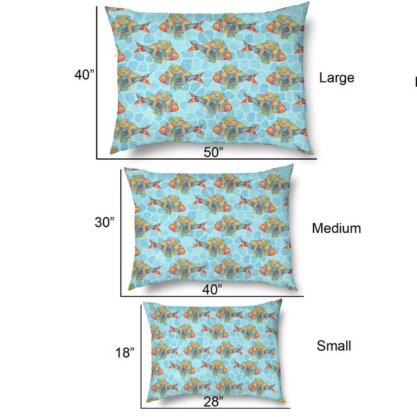 Mosaic Fish Outdoor Dog Beds - SIZE CHART