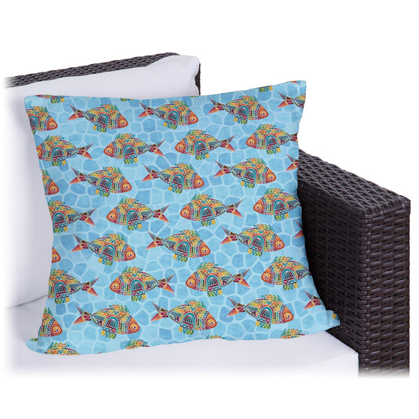 Custom Mosaic Fish Outdoor Pillow