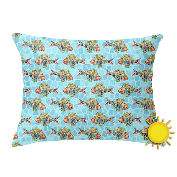 Custom Mosaic Fish Outdoor Throw Pillow (Rectangular)