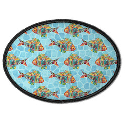 Mosaic Fish Iron On Oval Patch