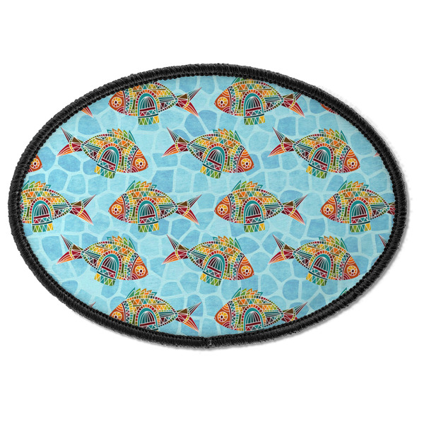 Custom Mosaic Fish Iron On Oval Patch