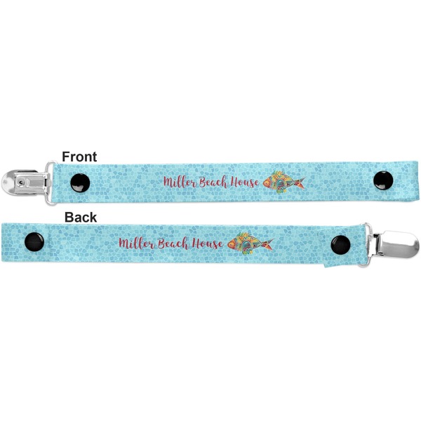 Mosaic Fish Pacifier Clip - Front and Back