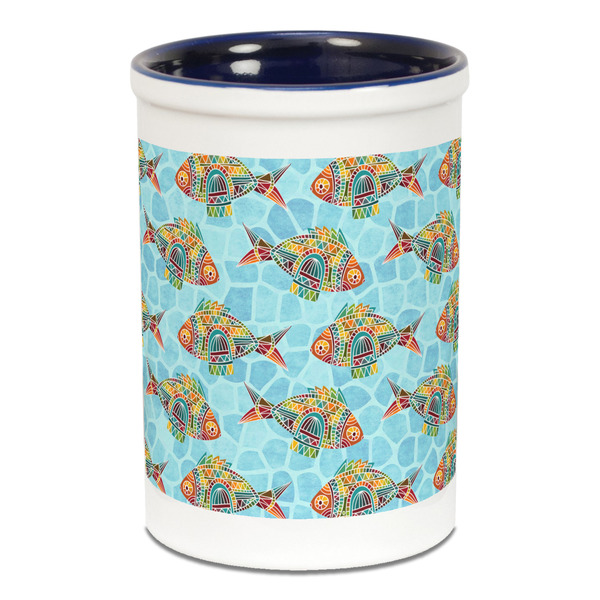 Mosaic Fish Pencil Holder - Blue