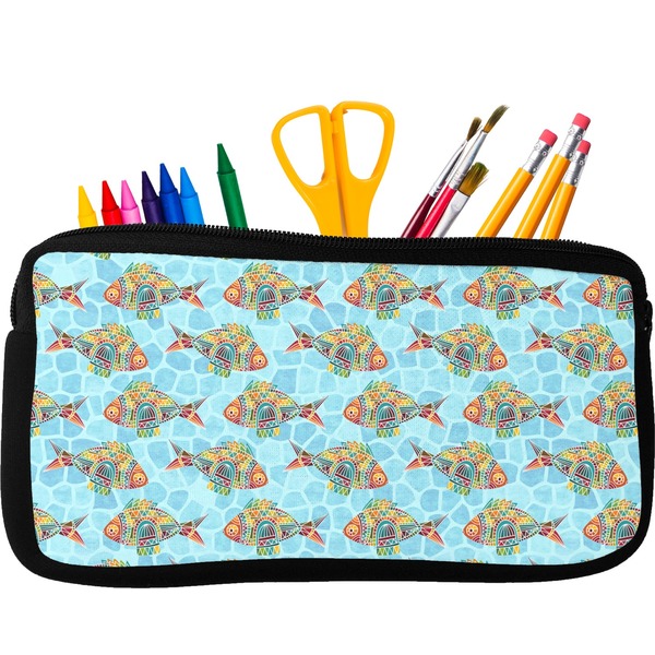 Custom Mosaic Fish Neoprene Pencil Case