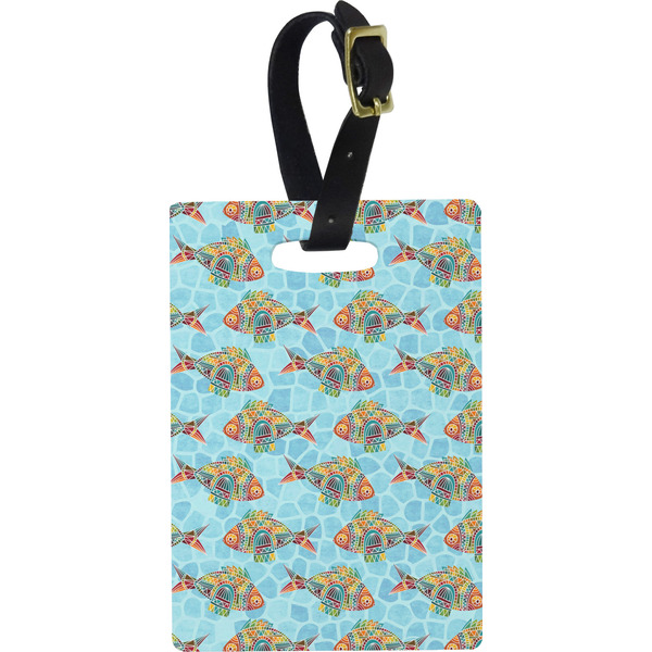 Custom Mosaic Fish Plastic Luggage Tag - Rectangular