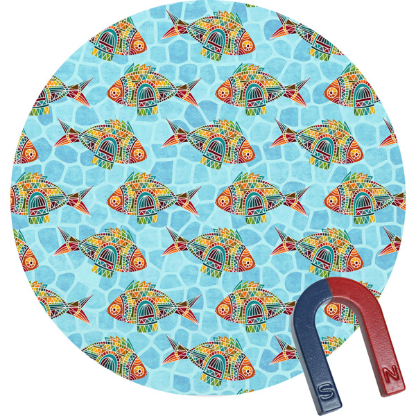 Custom Mosaic Fish Round Fridge Magnet