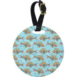 Mosaic Fish Plastic Luggage Tag - Round