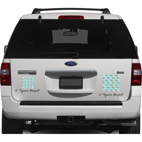 Colorful FIsh Personalized Square Car Magnets on Ford Explorer