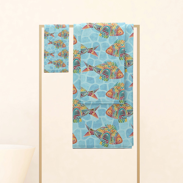 Mosaic Fish Personalized Towel Set