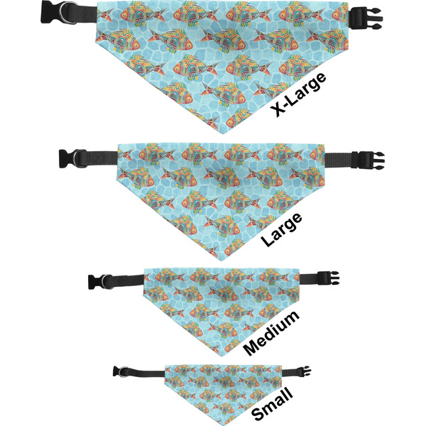 Mosaic Fish Pet Bandana Sizes