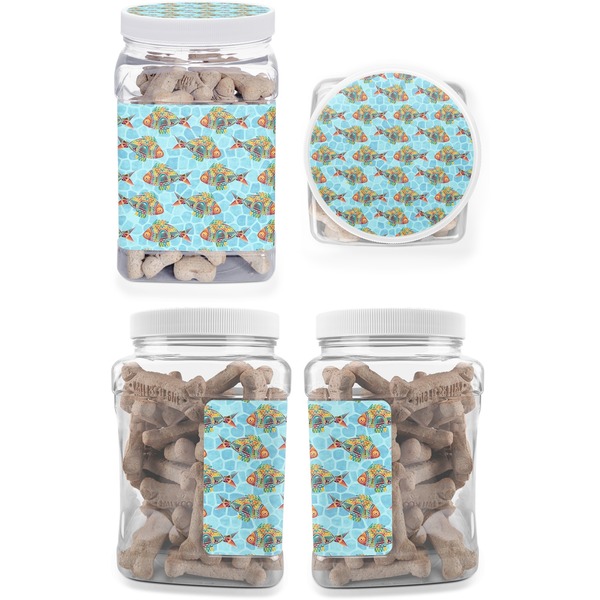 Mosaic Fish Pet Treat Jar - Multiple Angles