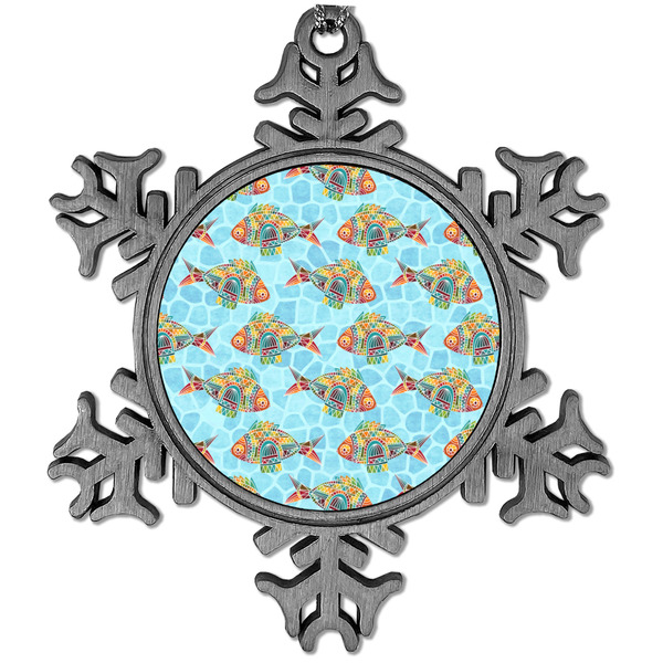 Custom Mosaic Fish Vintage Snowflake Ornament