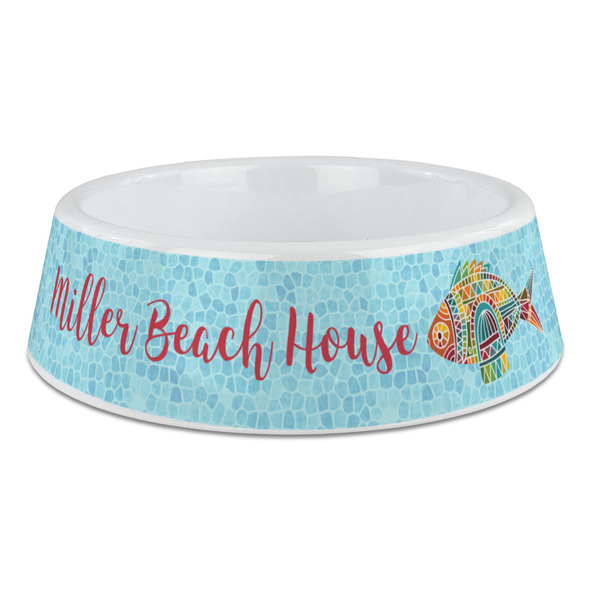 Custom Mosaic Fish Plastic Dog Bowl - Large