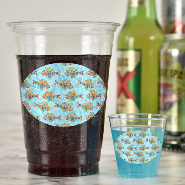 Mosaic Fish Plastic Shot Glasses - In Context