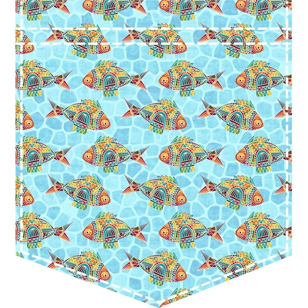 Custom Mosaic Fish Iron On Faux Pocket