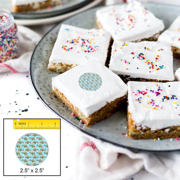 Mosaic Fish Printed Icing Circle - Medium - In Context
