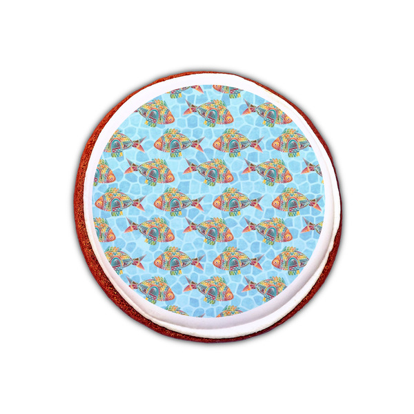 Mosaic Fish Printed Icing Circle - XSmall - On Cookie