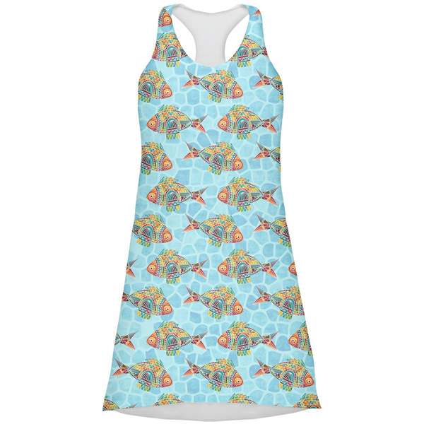 Custom Mosaic Fish Racerback Dress - Medium