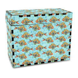 Mosaic Fish Wood Recipe Box - Full Color Print