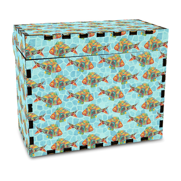Custom Mosaic Fish Wood Recipe Box - Full Color Print