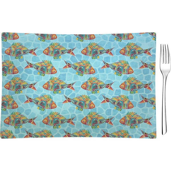 Custom Mosaic Fish Glass Rectangular Appetizer / Dessert Plate