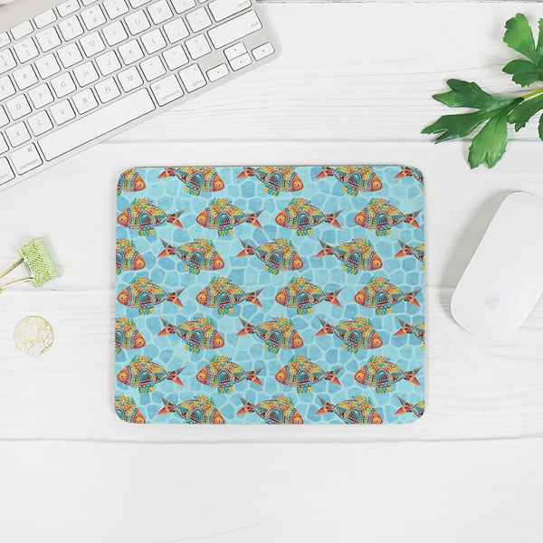 Mosaic Fish Rectangular Mouse Pad - LIFESTYLE 2