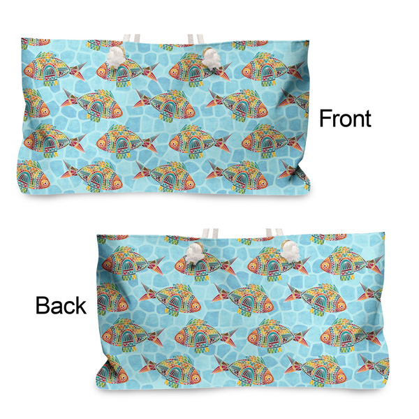 Mosaic Fish Large Rope Tote - From & Back View