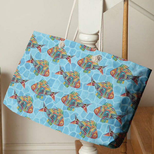 Mosaic Fish Large Rope Tote - Life Style