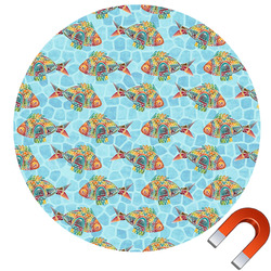 Mosaic Fish Round Car Magnet - 6"