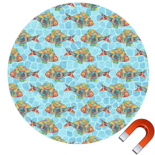 Custom Mosaic Fish Round Car Magnet - 6"