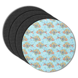 Mosaic Fish Round Rubber Backed Coasters - Set of 4