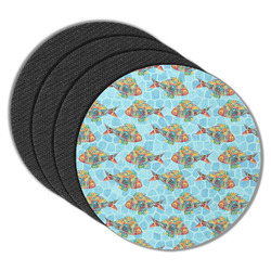 Mosaic Fish Round Rubber Backed Coasters - Set of 4