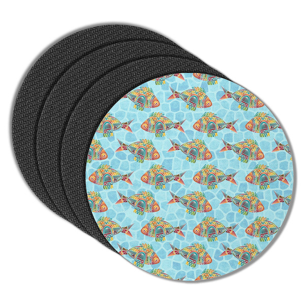 Mosaic Fish Round Coaster Rubber Back - Main