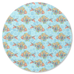 Mosaic Fish Round Rubber Backed Coaster