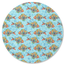 Mosaic Fish Round Rubber Backed Coaster