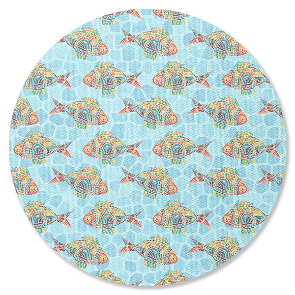 Custom Mosaic Fish Round Rubber Backed Coaster