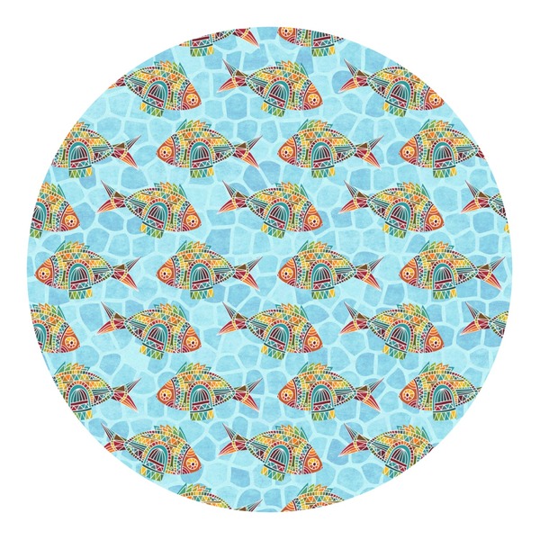 Custom Mosaic Fish Round Decal - Medium