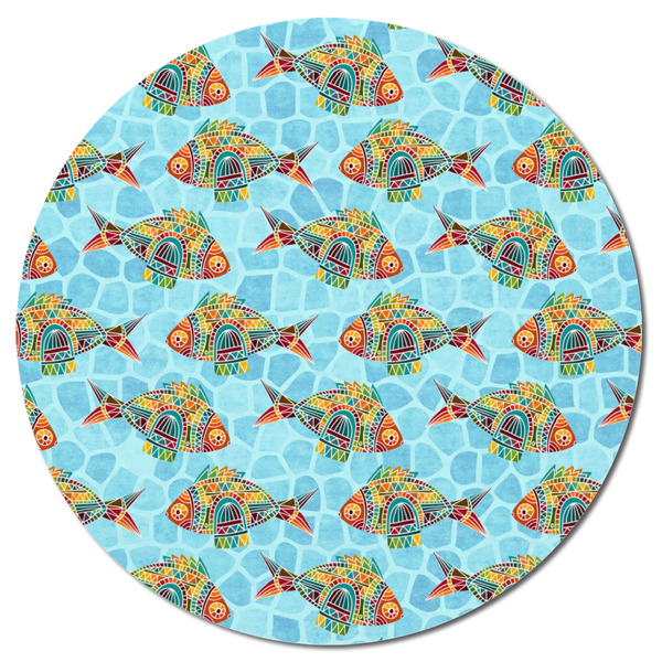 Mosaic Fish Round Fridge Magnet - FRONT