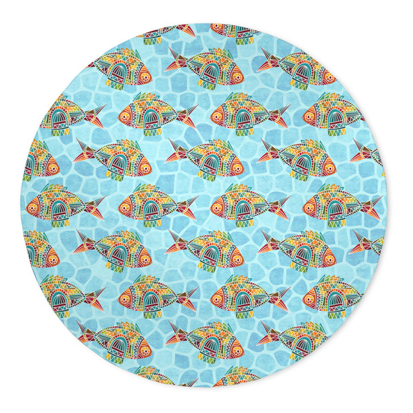 Custom Mosaic Fish 5' Round Indoor Area Rug