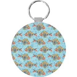 Mosaic Fish Round Plastic Keychain
