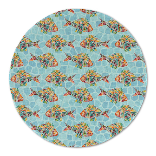 Mosaic Fish Round Linen Placemats - FRONT (Double Sided)
