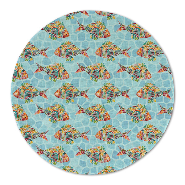 Custom Mosaic Fish Round Linen Placemat - Single Sided