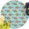 Mosaic Fish Round Linen Placemats - Front (w flowers)