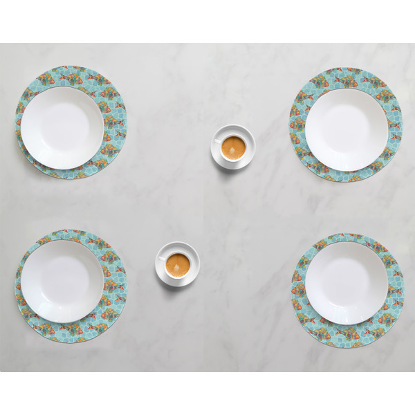 Mosaic Fish Round Linen Placemats - LIFESTYLE (set of 4)