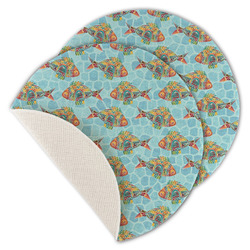 Mosaic Fish Round Linen Placemat - Single Sided - Set of 4
