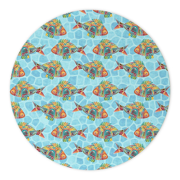 Mosaic Fish Round Paper Coaster - Approval