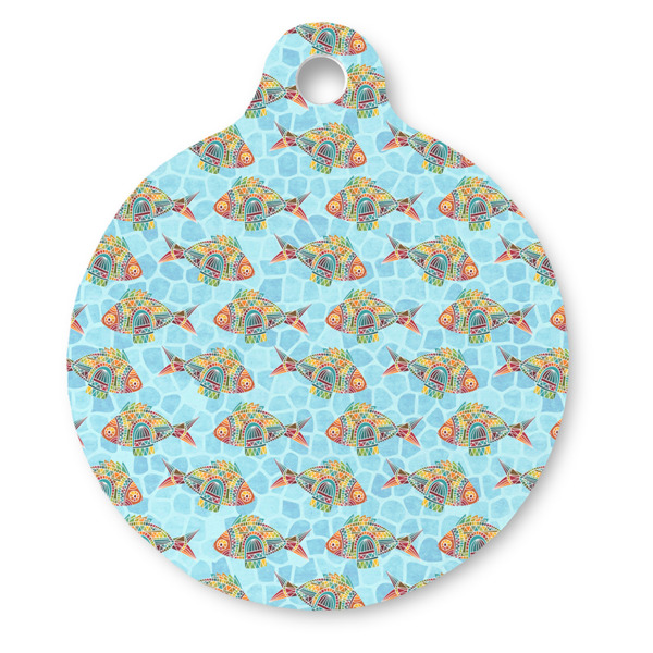 Custom Mosaic Fish Round Pet ID Tag - Large